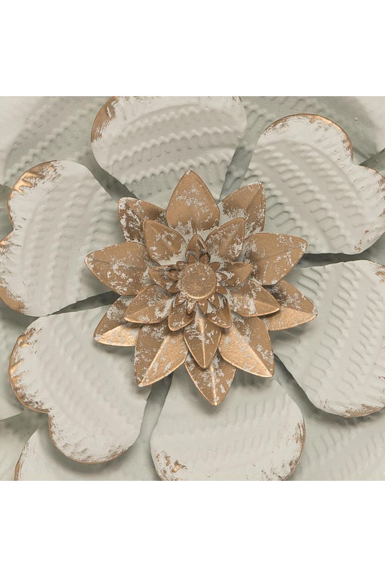 12.25 x 12.25 inch White Metal Layered Flower Wall Decor, Alternate, color, Beige