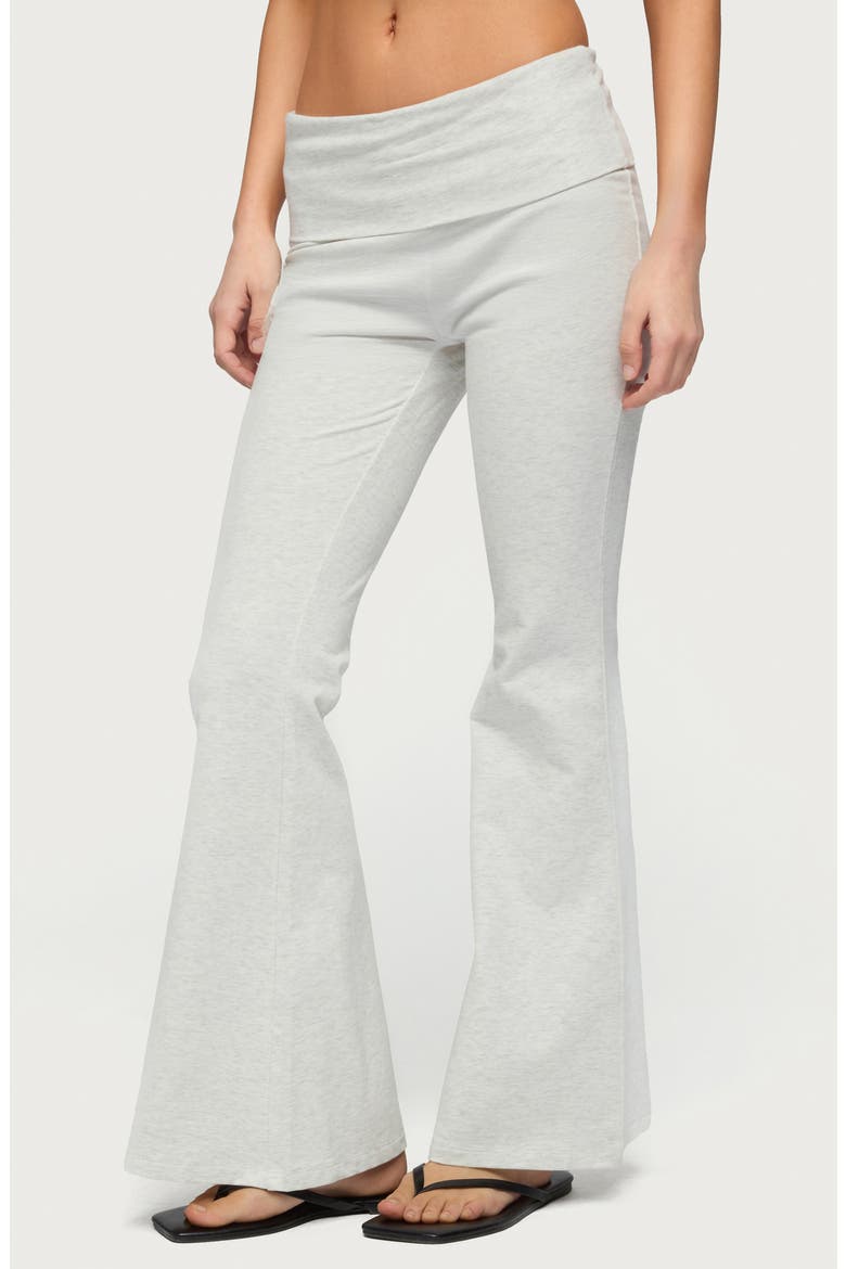 Naomi Foldover Flare Pants, Alternate, color, GRAY-MELANGE