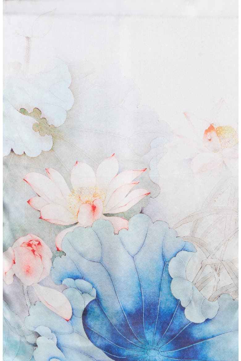 Floral Print Silk Scarf, Alternate, color, BLUE