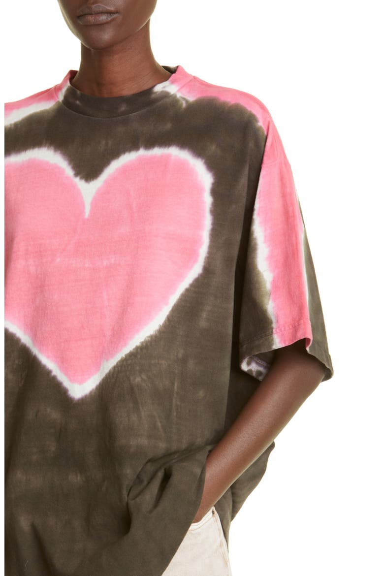 Edra Couer Tie Dye Cotton Graphic Tee, Alternate, color, DARK BROWN/ PINK