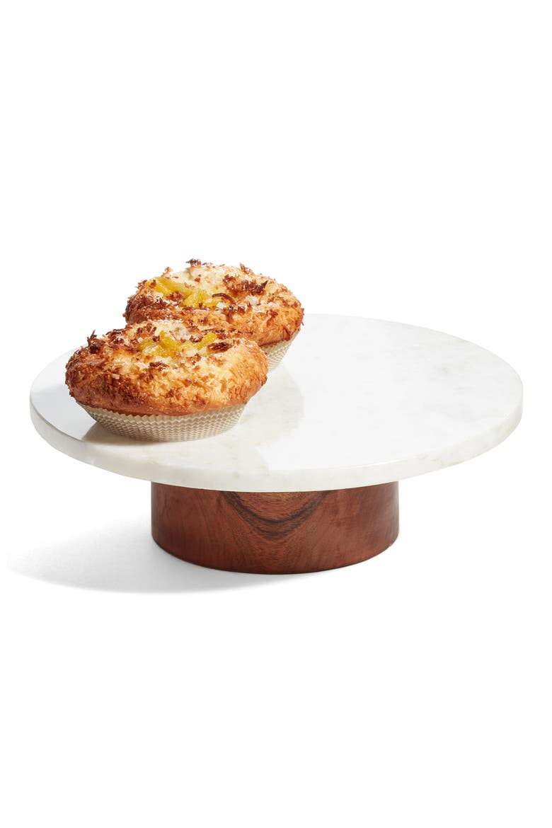 Marble & Wood Lazy Susan, Alternate, color, WHITE