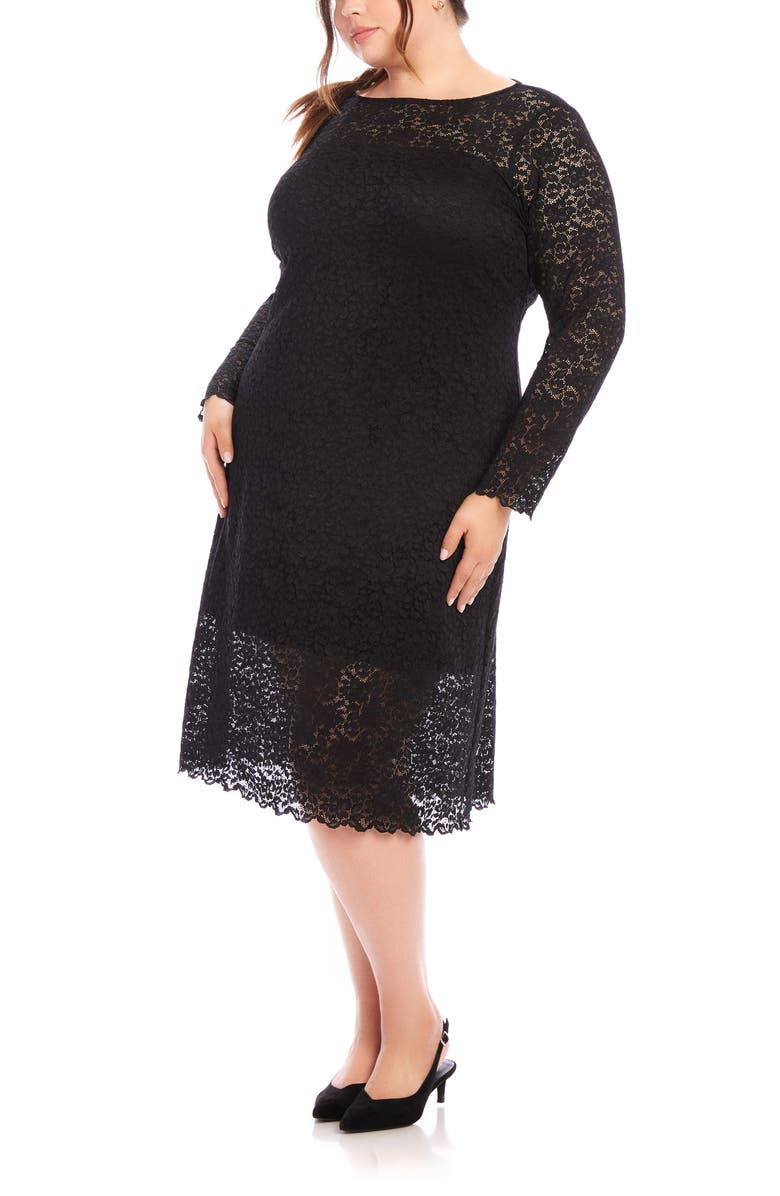 Karen Kane Lace Long Sleeve Midi Dress, Alternate, color, 
