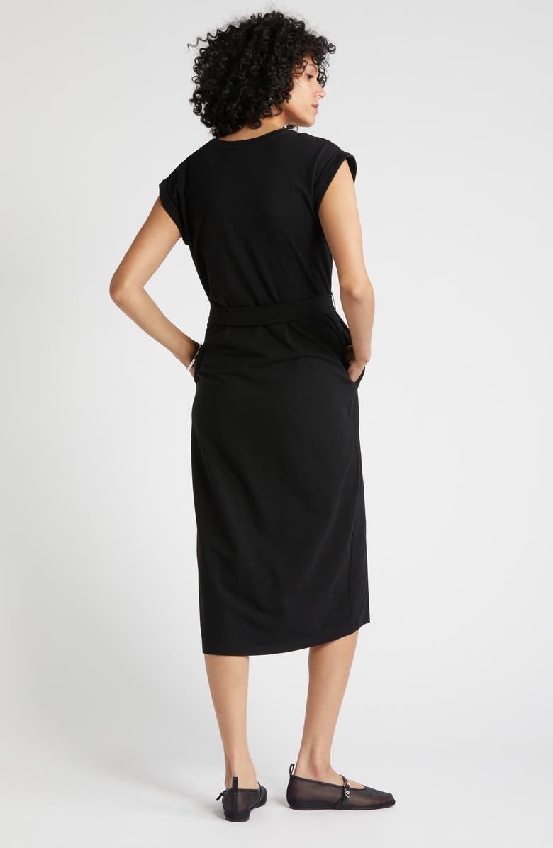 Nordstrom Tie Waist Stretch Cotton Knit Dress, Alternate, color, 