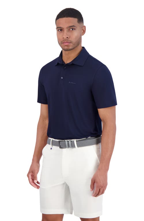 Ben Sherman Solid Tech Pique Sports Fit Polo In Blue
