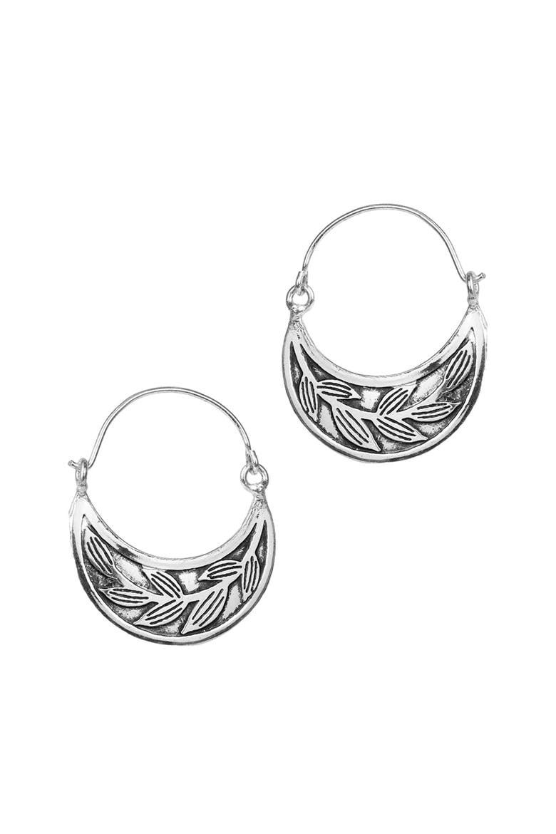 Patra Vine Hoop Earrings, Main, color, Silver