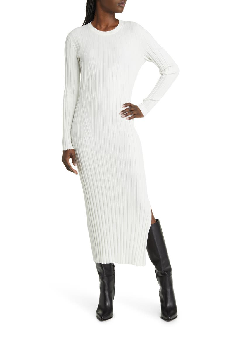 Long Sleeve Rib Maxi Sweater Dress, Main, color, OFF WHITE