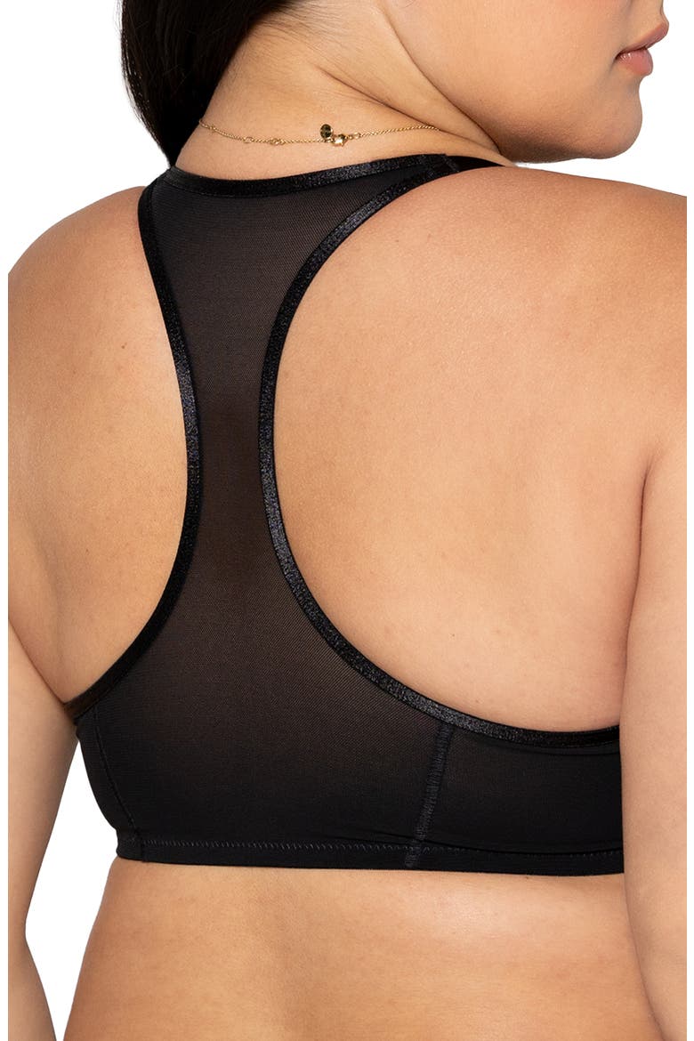Sheer Mesh Front Clasp Racerback Underwire Bra, Alternate, color, BLACK HUE
