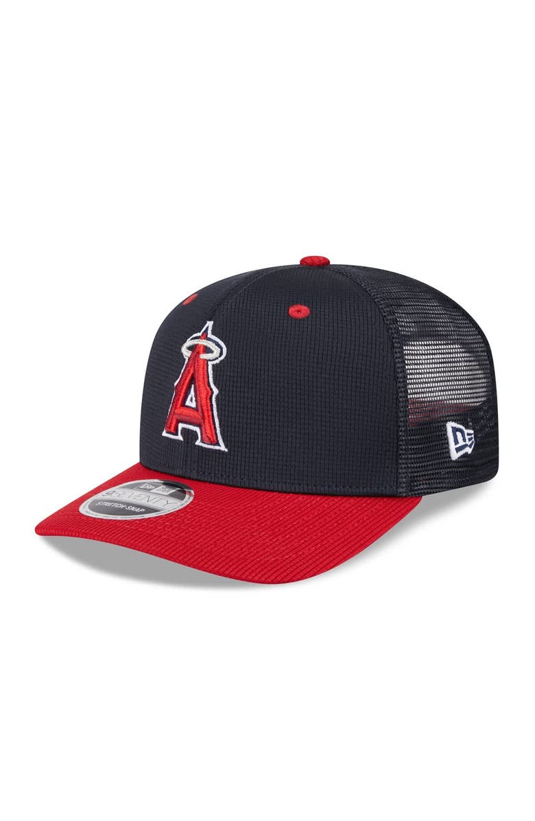 New Era Men's New Era  Navy/Red Los Angeles Angels 2025 Batting Practice 9SEVENTY Stretch-Snap Trucker Hat, Main, color, 