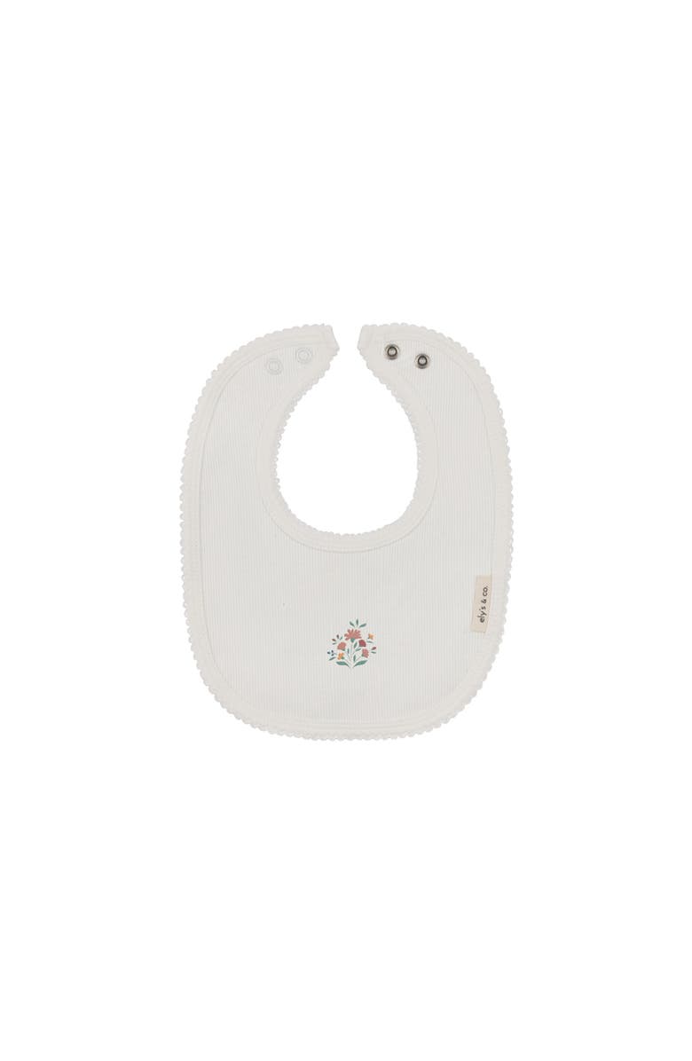 Ely's & Co. Floral Embroidered Collection - Baby Girl Bib, Main, color, Ivory