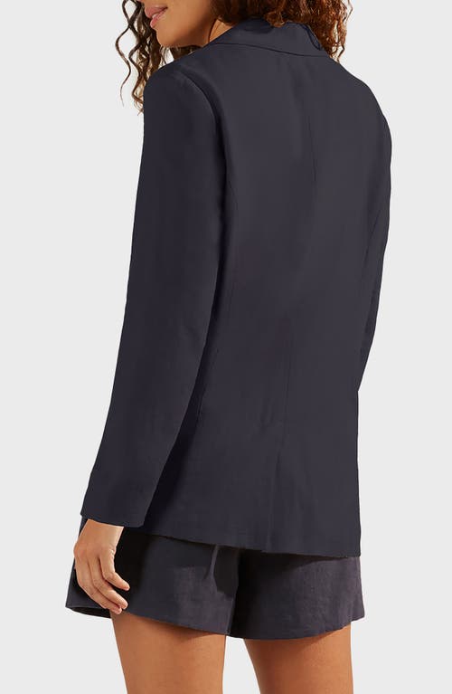 Matty M . Bronson Linen Blend Blazer In Blue