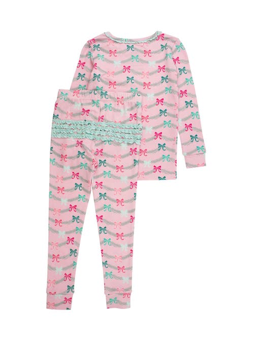 Rufflebutts Toddler Girls Modal Blend Ruffle Long Sleeve Pajama Set, Signature Rear Ruffles In Pink