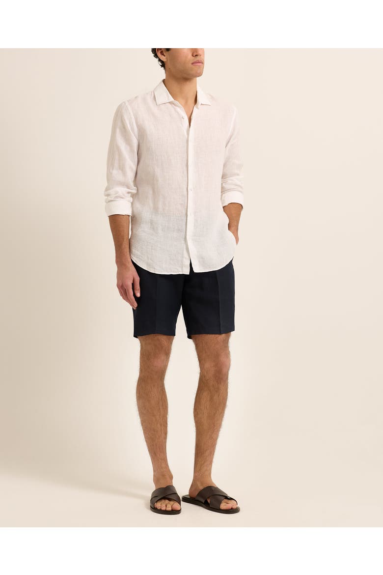 Giles Linen Tailored-Fit Shirt, Main, color, White