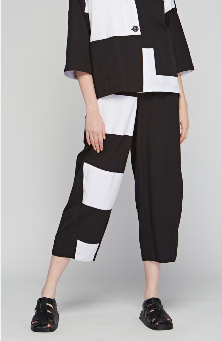 LUUKAA Sonata Poplin Pants with Horizontal Coupes, Main, color, Black