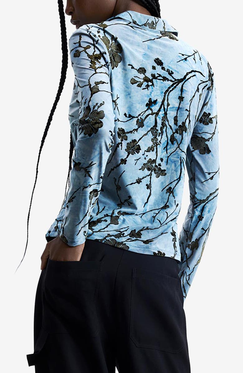 Desigual Floral Print Button-Up Shirt, Alternate, color, Blue Multi