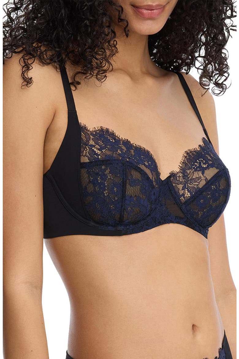 Entice Lace Full Coverage Underwire Bra, Alternate, color, Black/Midnight