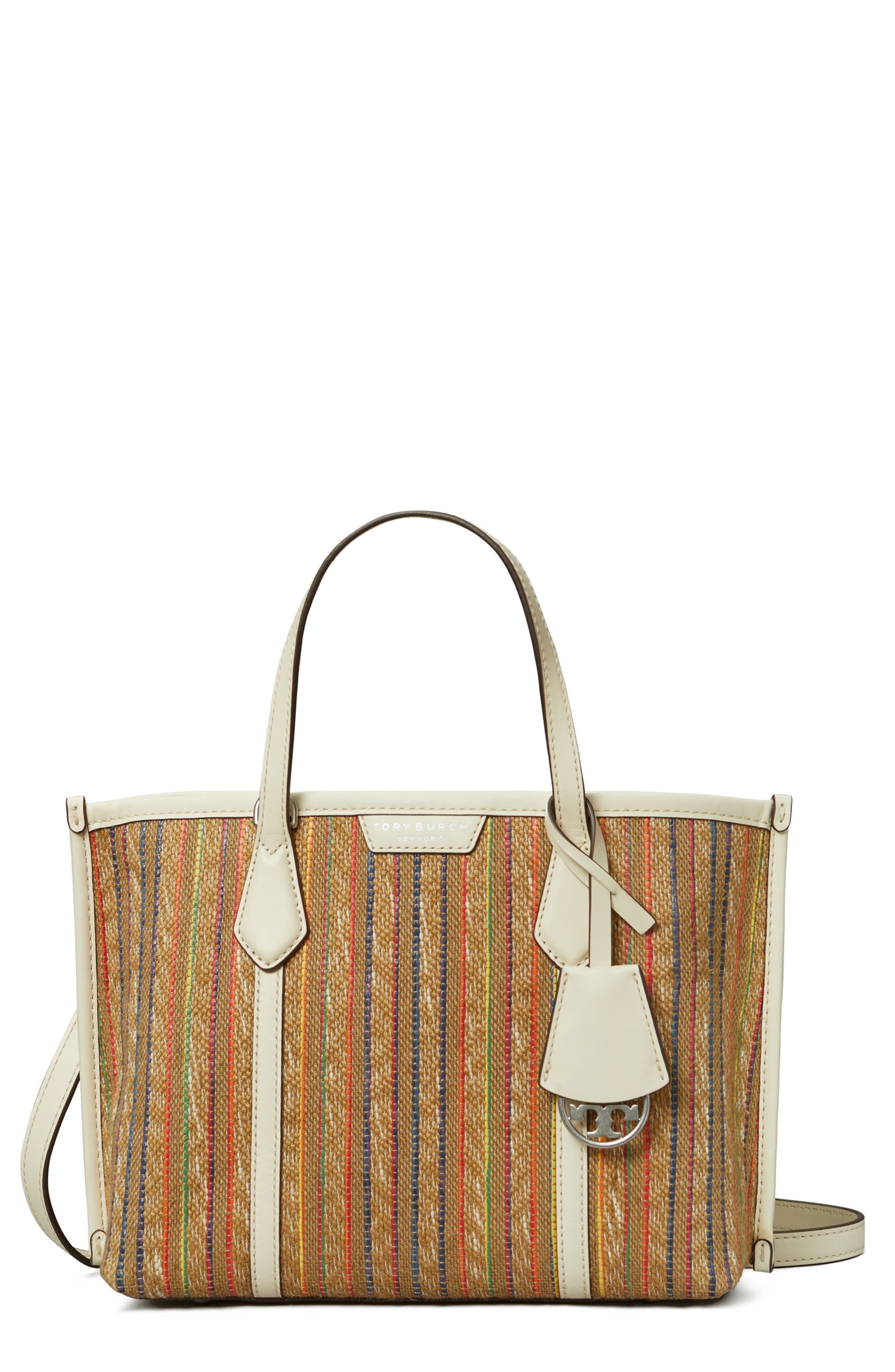 Small Perry Stripe Raffia Tote, Main, color, MULTI