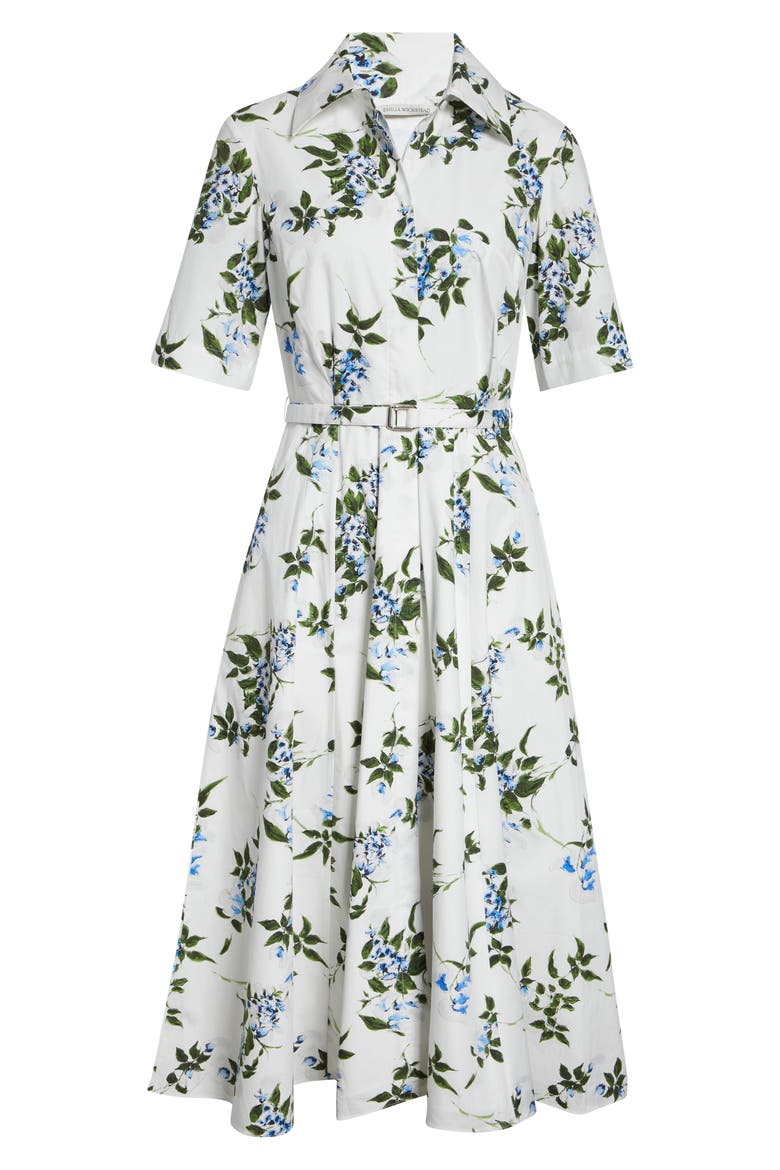 Rubie Floral Cotton Midi Shirtdress, Alternate, color, WHITE-LILAC LILLIES/ CHERRY