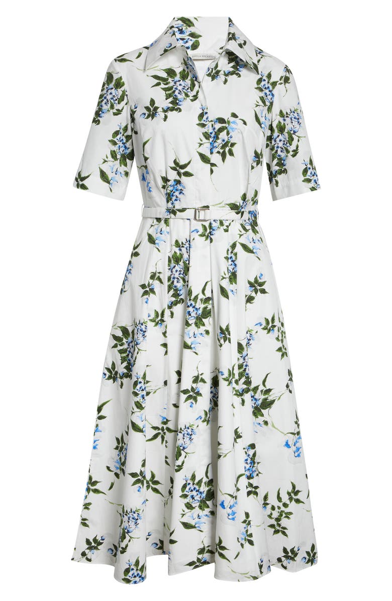 Emilia Wickstead Rubie Floral Cotton Midi Shirtdress, Main, color, White-Lilac Lillies/ Cherry