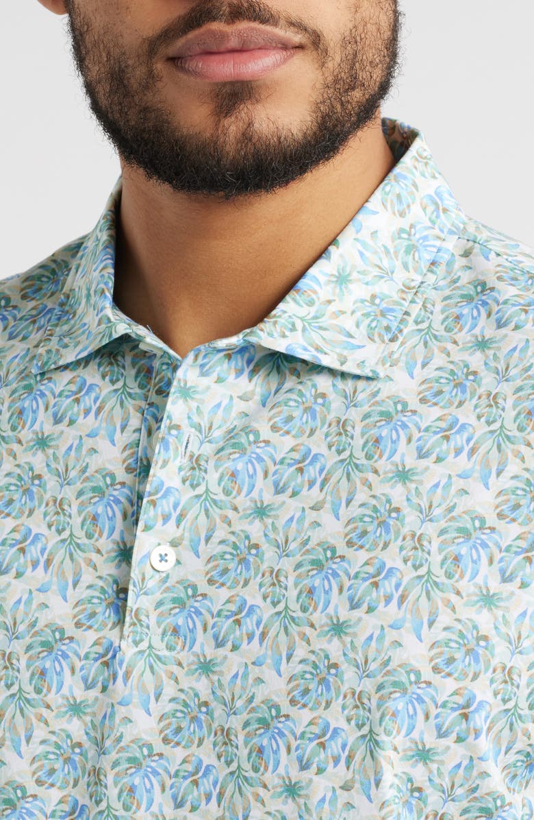 Bugatchi Victor OoohCotton<sup>®</sup> Palm Leaf Print Polo, Alternate, color, Menthol