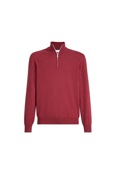 Cashmere sweater with half zip