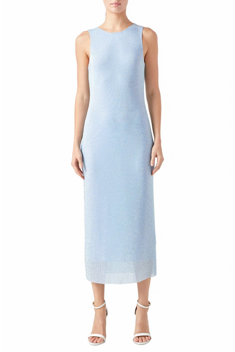 Embellished Rhinestone Mesh Midi Dress, Main, color, POWDER BLUE