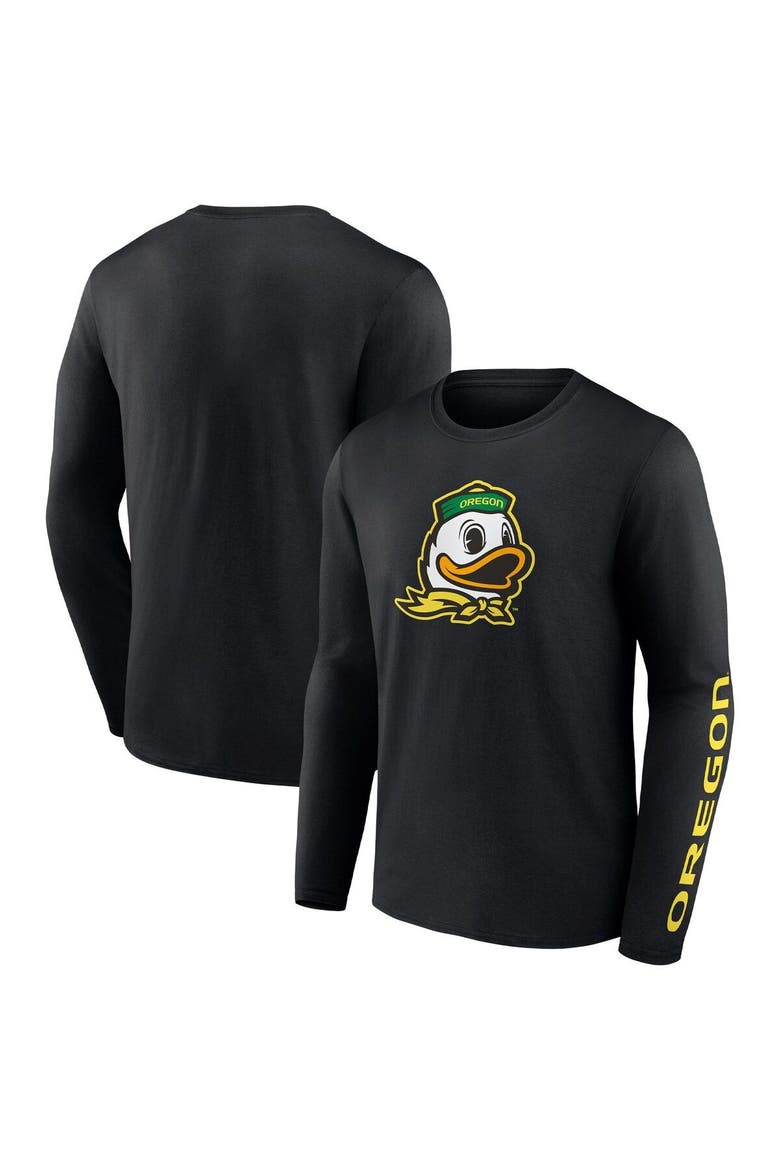 Men's Fanatics Branded Black Oregon Ducks Double Time 2-Hit Long Sleeve T-Shirt, Alternate, color, Black