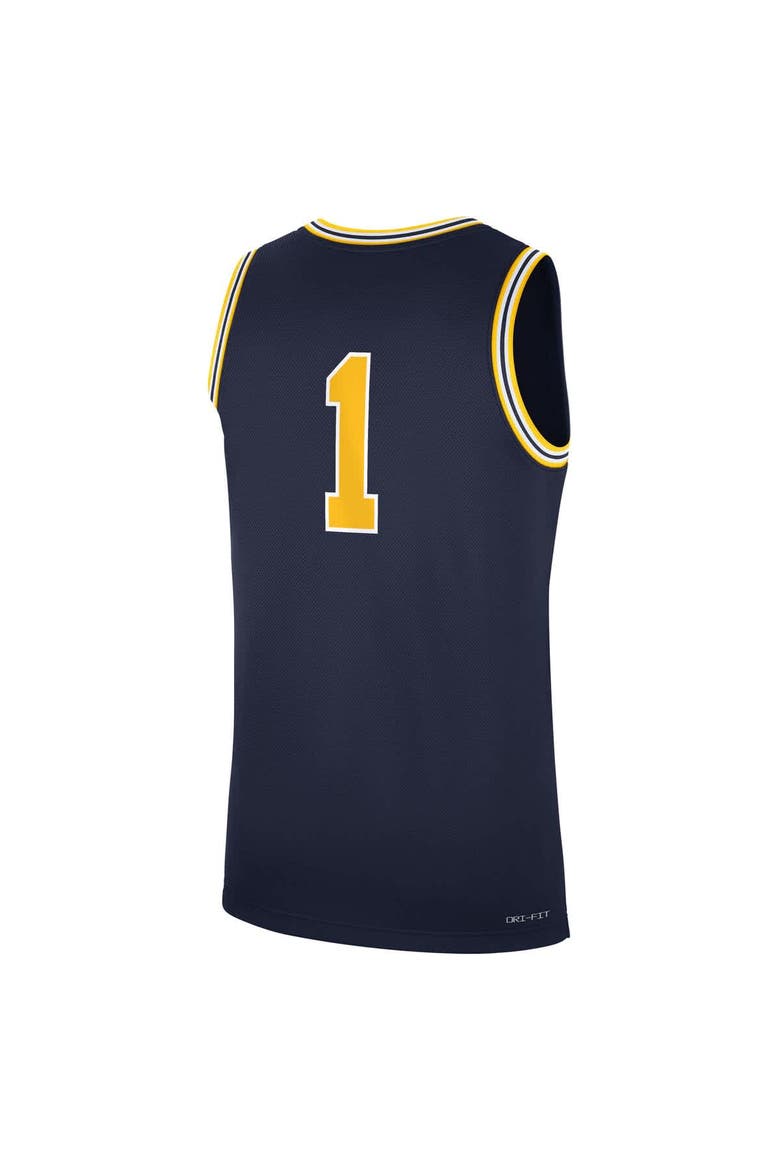 Men's Jordan Brand Navy Michigan Wolverines Road Replica Basketball Jersey, Alternate, color, Navy