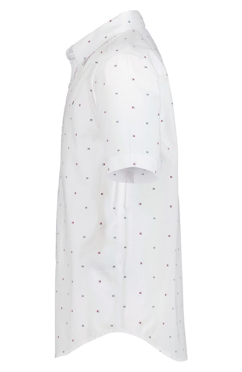 Tommy Hilfiger Kids' Flag Short Sleeve Button-Up Shirt, Alternate, color, Fresh White