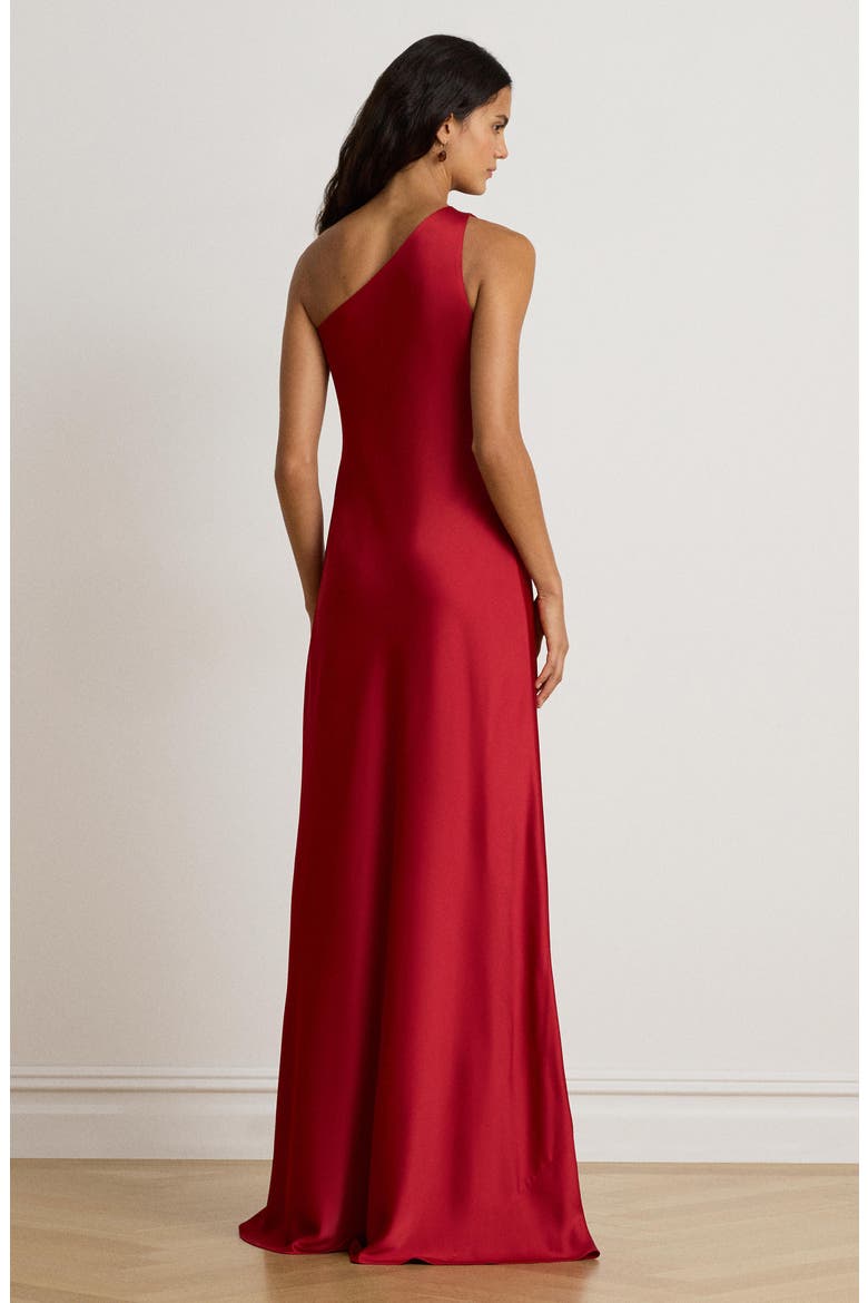 Satin Charmeuse One-Shoulder Gown, Alternate, color, RALPH RED