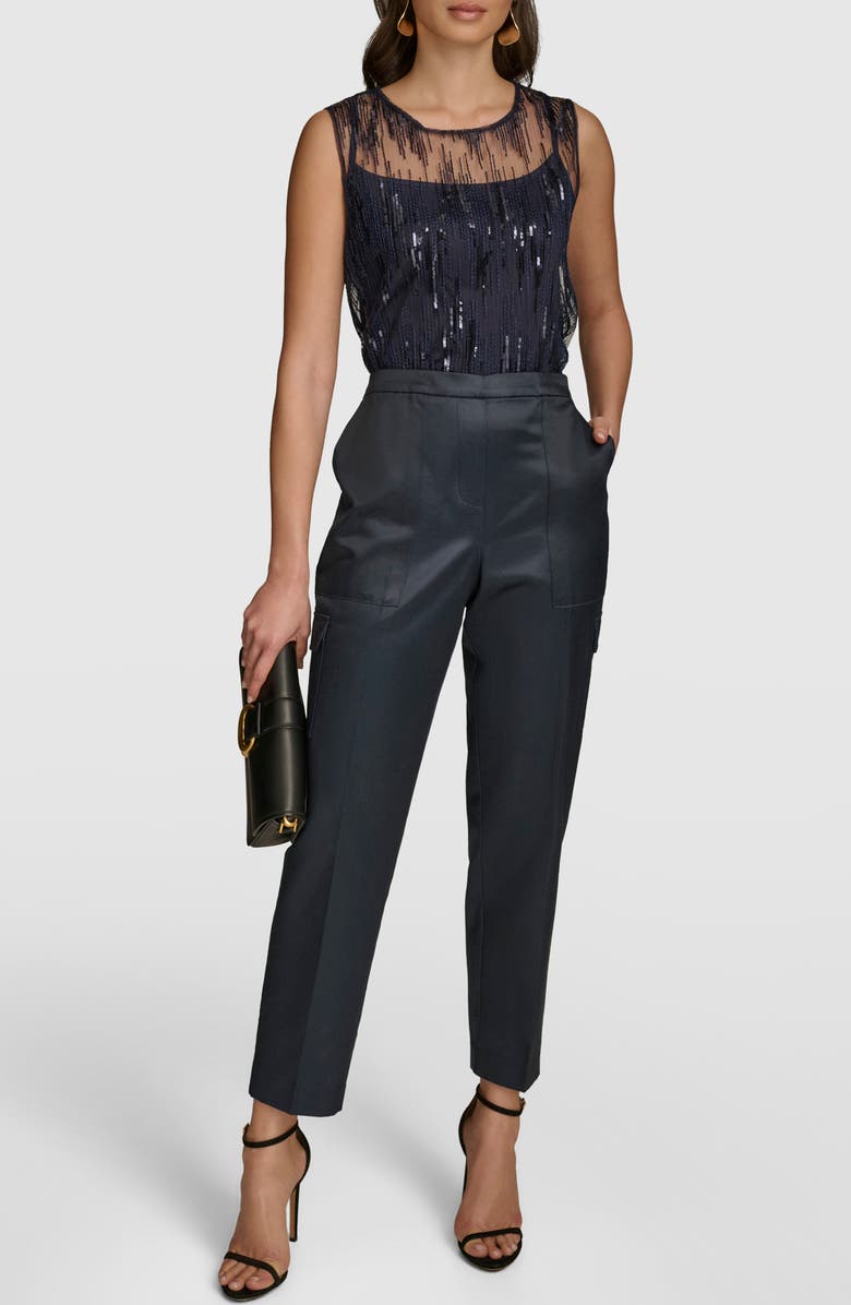 Donna Karan New York Sateen Cargo Pants, Alternate, color, 
