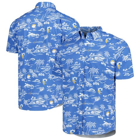 Men's Reyn Spooner Powder Blue Los Angeles Chargers Throwback Kekai Print Button-Up Shirt