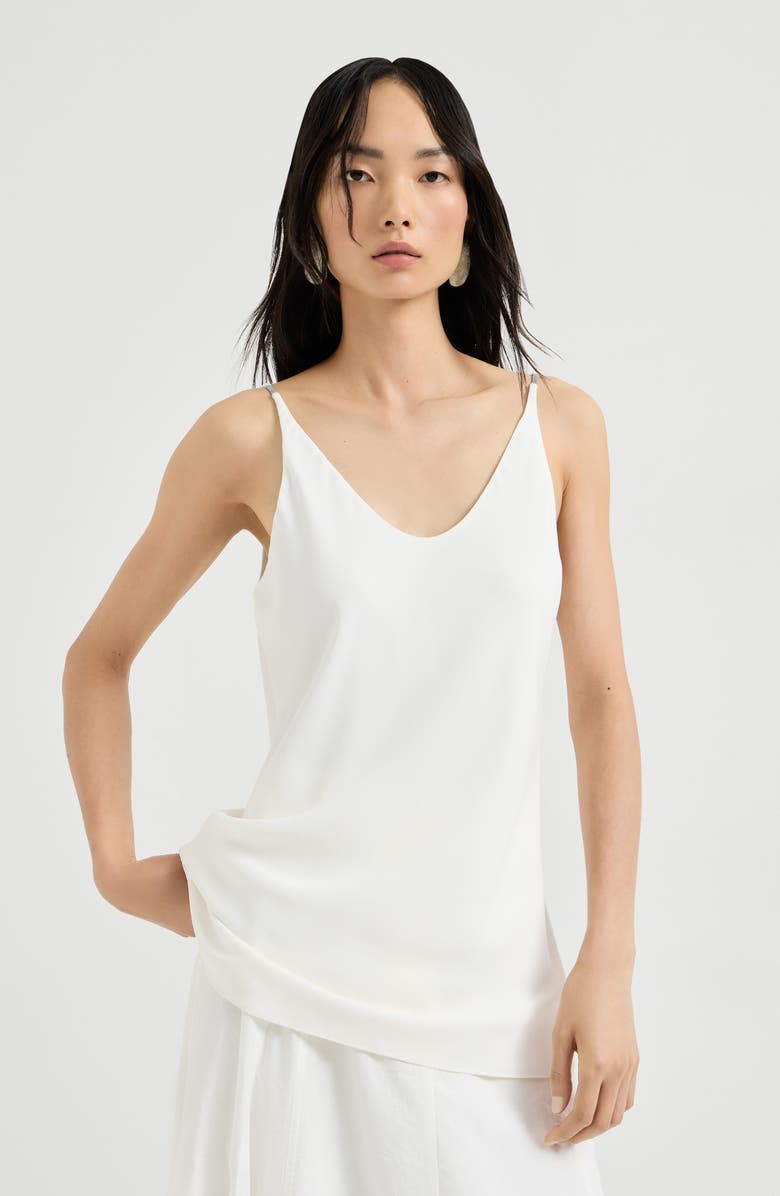 Brunello Cucinelli Top with shiny straps, Alternate, color, White