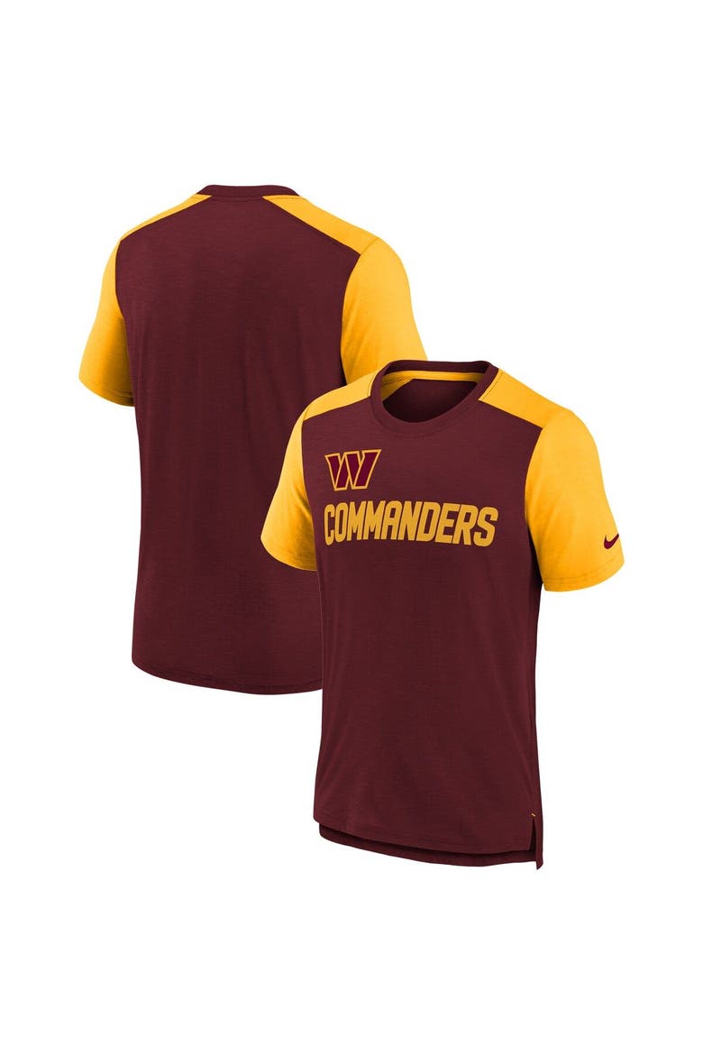 Youth Nike Heathered Burgundy/Heathered Gold Washington Commanders Colorblock Team Name T-Shirt, Main, color, Burgundy