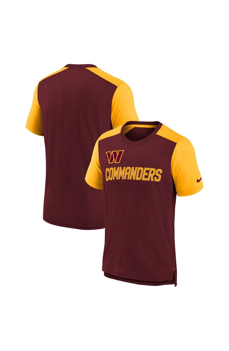 Nike Youth Nike Heathered Burgundy/Heathered Gold Washington Commanders Colorblock Team Name T-Shirt, Main, color, Burgundy