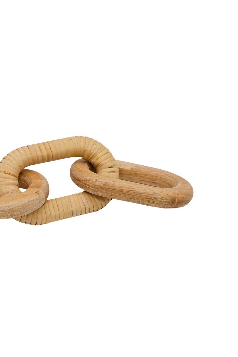 Adele Rattan Wrapped Decorative Chain Natural Wood Tabletop Accent Piece, Alternate, color, Brown