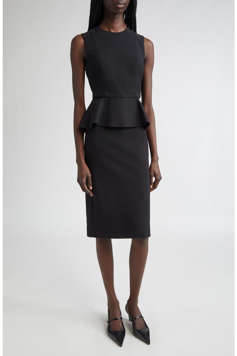 Cosmos Sleeveless Knit Peplum Dress, Main, color, BLACK