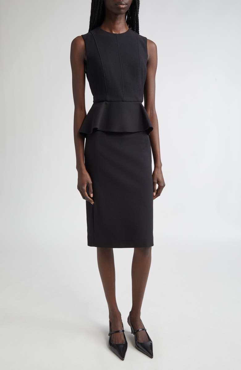 Max Mara Cosmos Sleeveless Knit Peplum Dress, Main, color, Black