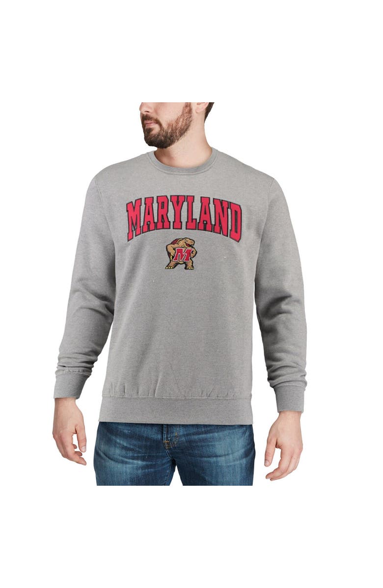COLOSSEUM Men's Colosseum Heather Gray Maryland Terrapins Arch & Logo Crew Neck Sweatshirt, Alternate, color, Heather Gray