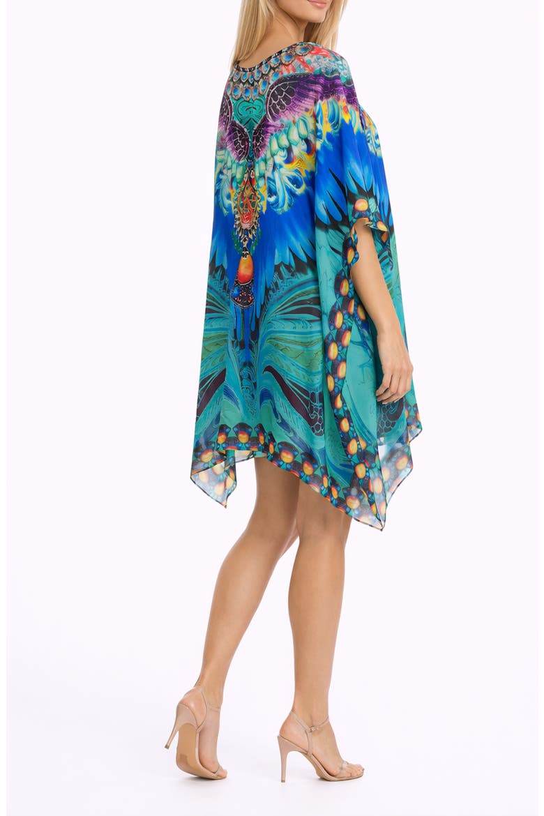 Mixed Print Poncho, Alternate, color, BLUE