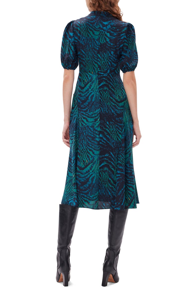 Nella Tiger Print Mock Neck Midi Dress, Alternate, color, MOIRE TIGER