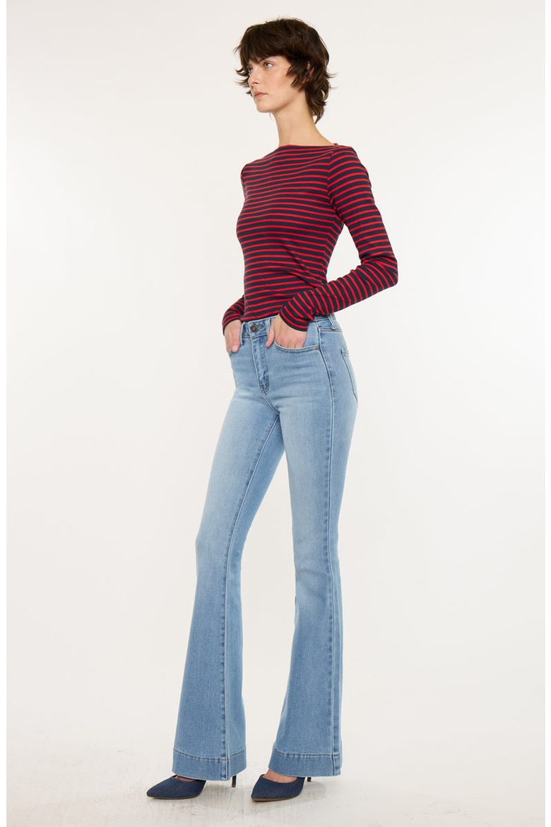 Roxanne High Rise Flare Jeans, Alternate, color, Light Wash
