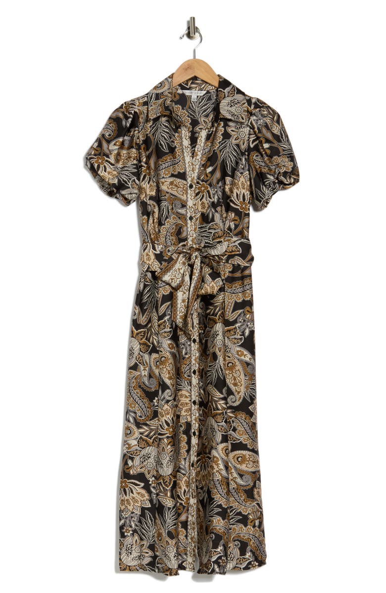 SANDRA DARREN Bubble Sleeve Shirtdress, Alternate, color, Brown Multi