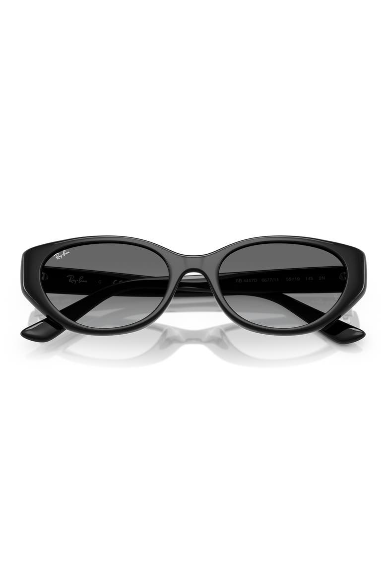 55mm Gradient Pillow Sunglasses, Alternate, color, BLACK