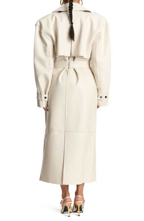 Naked Wardrobe Faux Leather Trench Coat In Bone