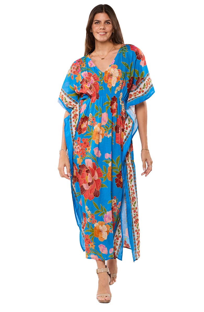 RANEES Comfy Print Caftan, Alternate, color, Blue