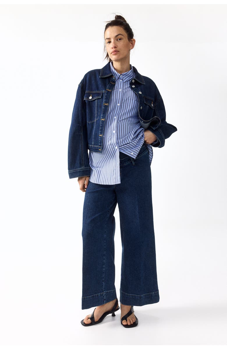 H&M Mama Wide High Waist Ankle Jeans, Alternate, color, Dark Denim Blue