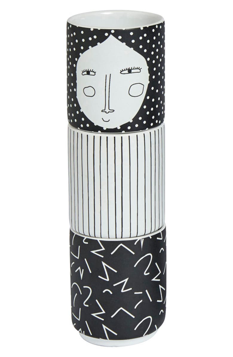 OYOY Egg People Set of 3 Stackable Ceramic Egg Cups, Main, color, 