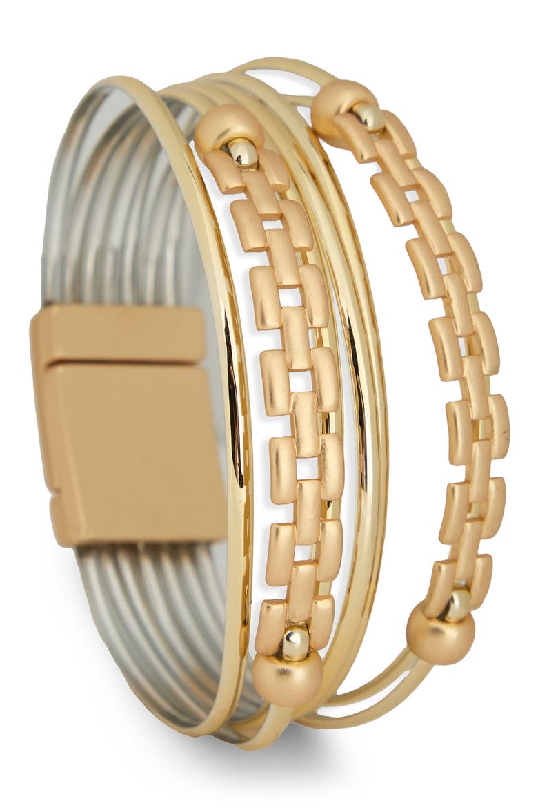 Multi Strand Chain Bracelet, Main, color, GOLD