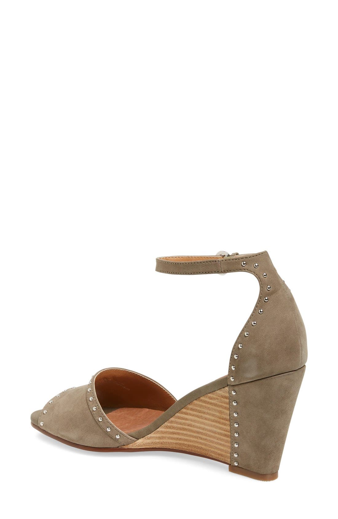 'Louise' Studded Wedge Sandal, Alternate, color, MUSHROOM NUBUCK LEATHER