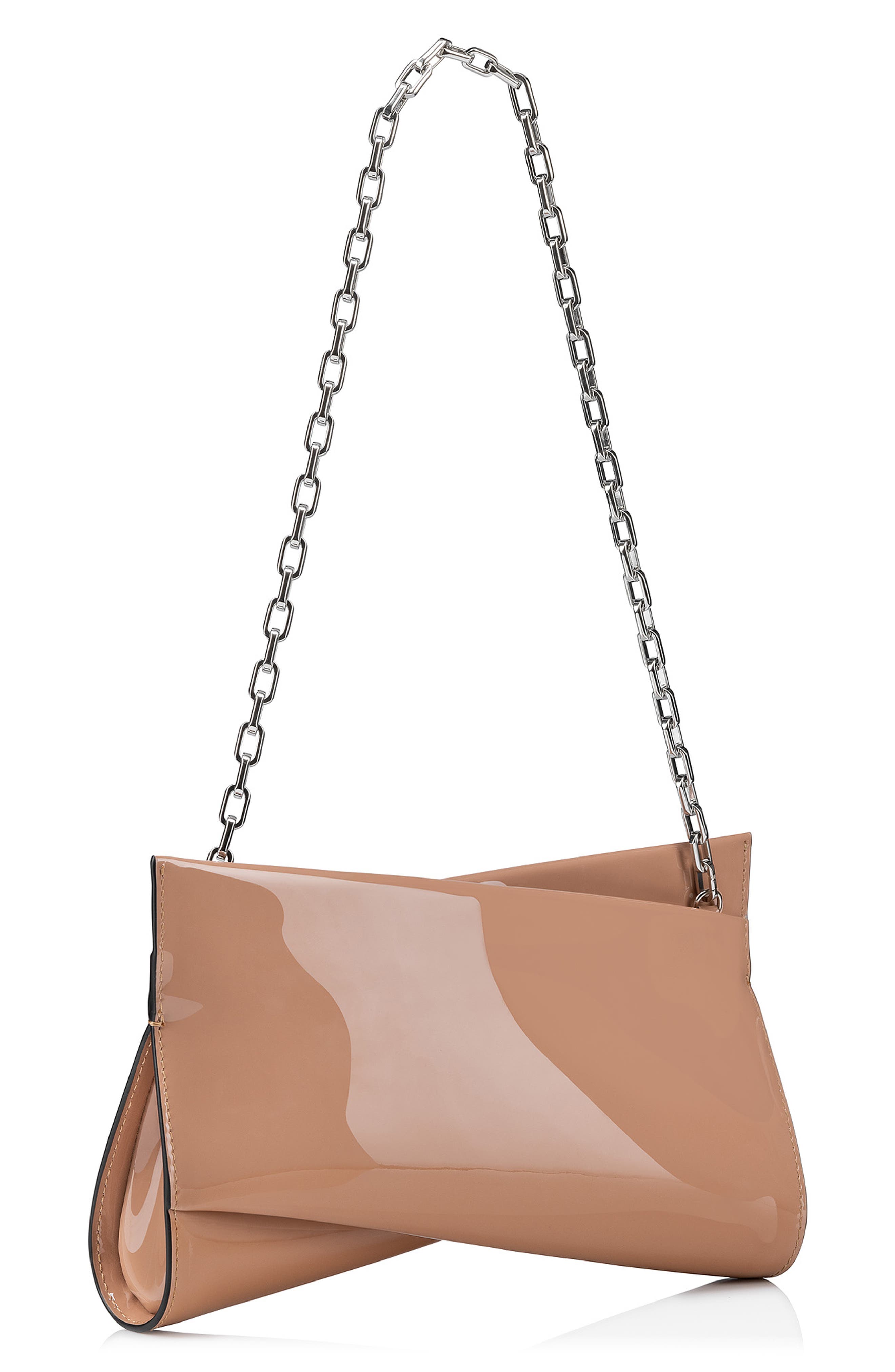 Christian Louboutin Small Loubitwist Patent Leather Clutch, Alternate, color, Blush